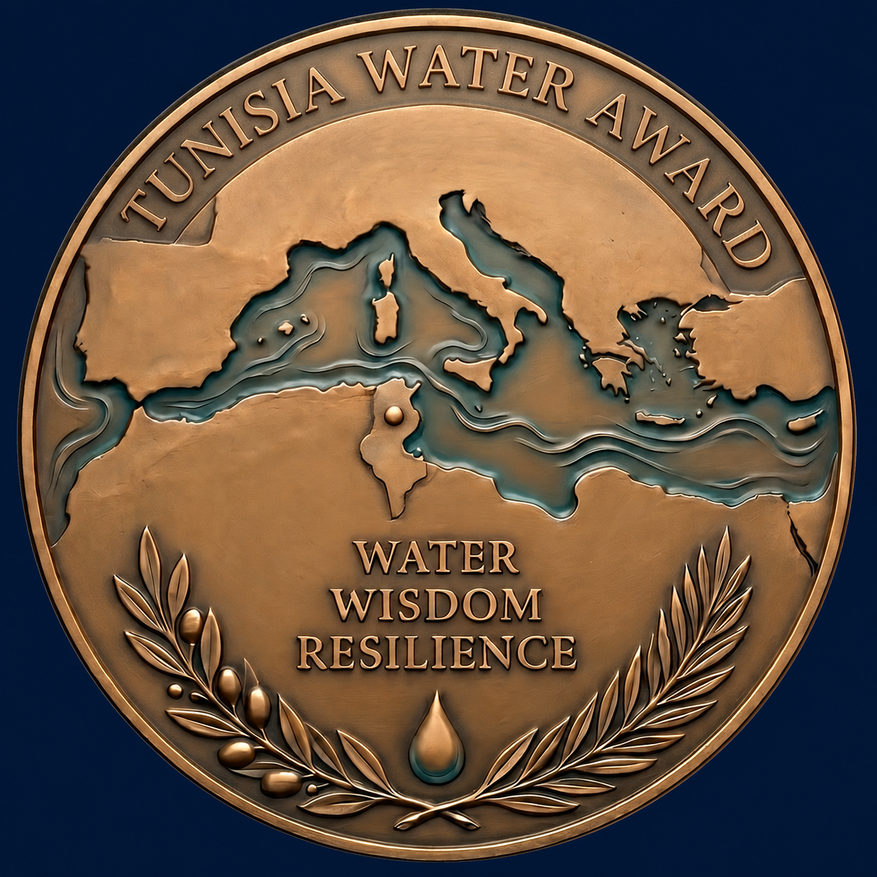 Back side of the Tunisia Water Award Medal